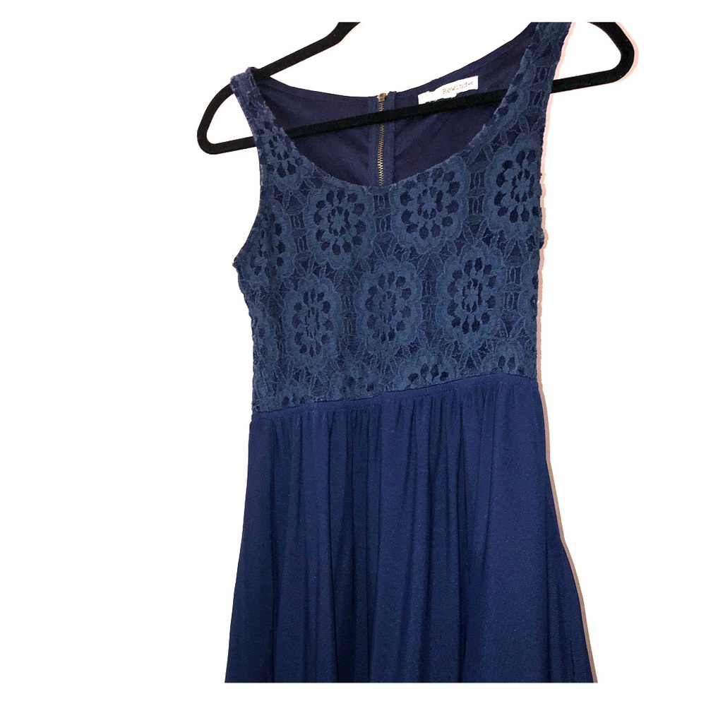 Navy Blue lace and chiffon dress.